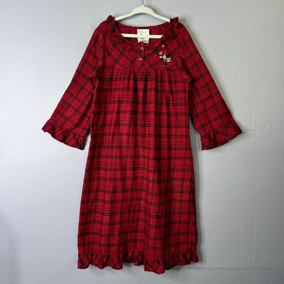 Disney Store Minnie Mouse Red Plaid Nightgown Sleep Dress Embroidered Girl's S - Picture 1 of 12